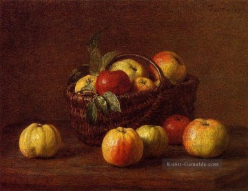 Äpfel in einem Korb auf einem Tisch Stillleben Henri Fantin Latour Ölgemälde